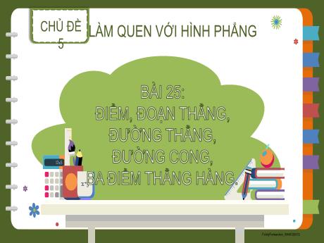 Bài giảng Toán 2 - Bài 25: Điểm, đoạn thẳng, đường thẳng, đường cong, ba điểm thẳng hàng