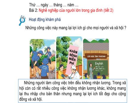 Bài giảng Tự nhiên xã hội 2 (Kết nối tri thức) - Bài 2: Nghề nghiệp của người lớn trong gia đình (Tiết 2)
