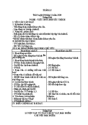 Giáo án các môn 2 - Tuần 12 - Năm học 2024-2025 - Mai Thị Thuận