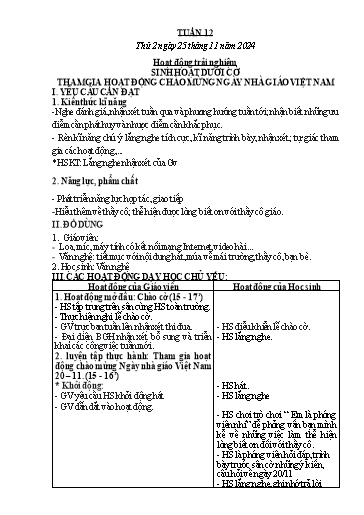 Giáo án các môn Lớp 2 (Kết nối tri thức) - Tuần 12 - Năm học 2024-2025