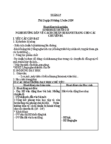 Giáo án các môn Lớp 2 (Kết nối tri thức) - Tuần 17 - Năm học 2024-2025