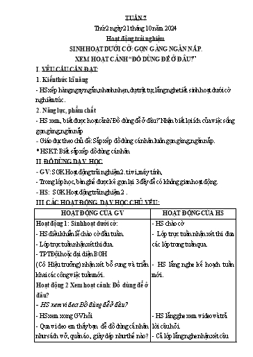 Giáo án các môn Lớp 2 (Kết nối tri thức) - Tuần 7 - Năm học 2024-2025