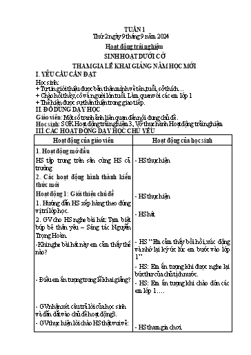 Giáo án các môn Lớp 2 - Tuần 1 - Năm học 2024-2025