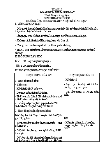 Giáo án các môn Lớp 2 - Tuần 10 - Năm học 2024-2025