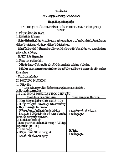 Giáo án các môn Lớp 2 - Tuần 16 - Năm học 2024-2025