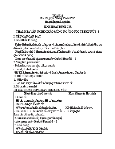 Giáo án các môn Lớp 2 - Tuần 23 - Năm học 2024-2025