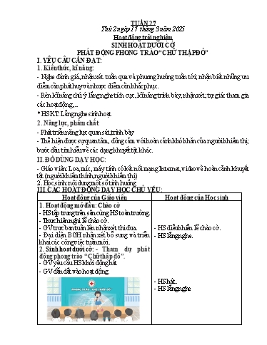 Giáo án các môn Lớp 2 - Tuần 27 - Năm học 2024-2025