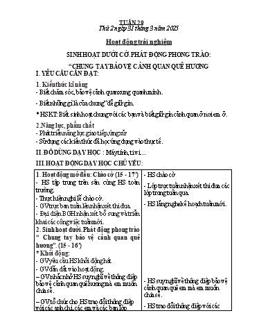 Giáo án các môn Lớp 2 - Tuần 29 - Năm học 2024-2025