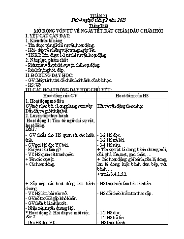 Giáo án Tiếng Việt + Toán 2 - Tuần 21 - Năm học 2024-2025