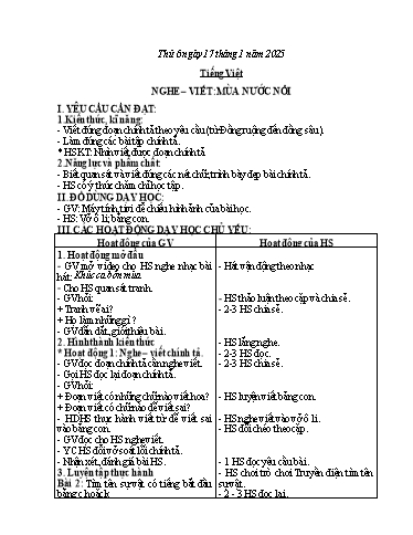 Giáo án Tiếng Việt + Toán + Hoạt động trải nghiệm 2 - Tuần 19 - Năm học 2024-2025