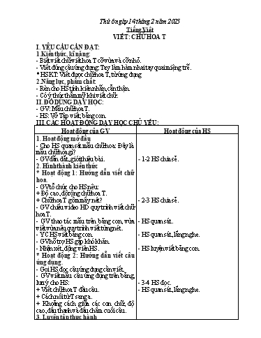 Giáo án Tiếng Việt + Toán + Hoạt động trải nghiệm 2 - Tuần 22 - Năm học 2024-2025