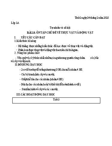 Giáo án Tiểu học (Kết nối tri thức) - Tuần 24 - Năm học 2024-2025