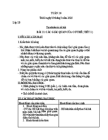 Giáo án Tiểu học (Kết nối tri thức) - Tuần 26 - Năm học 2024-2025