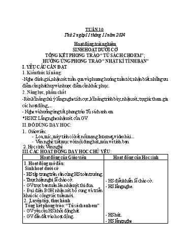 Kế hoạch bài dạy các môn Lớp 2 (Kết nối tri thức) - Tuần 10 - Năm học 2024-2025