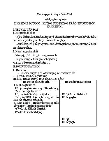 Kế hoạch bài dạy các môn Lớp 2 (Kết nối tri thức) - Tuần 11 - Năm học 2024-2025