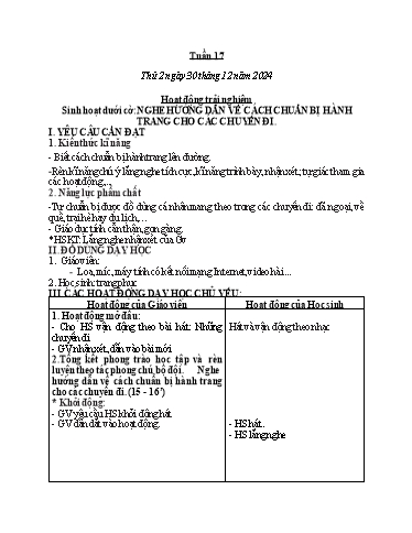 Kế hoạch bài dạy các môn Lớp 2 (Kết nối tri thức) - Tuần 17 - Năm học 2024-2025