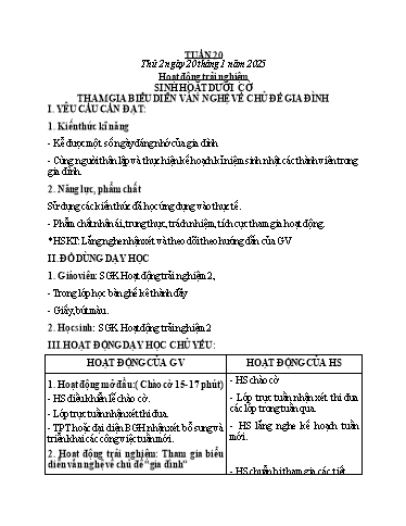 Kế hoạch bài dạy các môn Lớp 2 (Kết nối tri thức) - Tuần 20 - Năm học 2024-2025