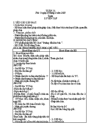 Kế hoạch bài dạy các môn Lớp 2 (Kết nối tri thức) - Tuần 23 - Năm học 2024-2025 - Mai Thị Thuận