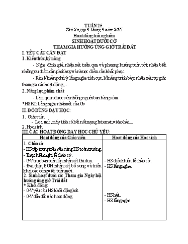 Kế hoạch bài dạy các môn Lớp 2 (Kết nối tri thức) - Tuần 25 - Năm học 2024-2025