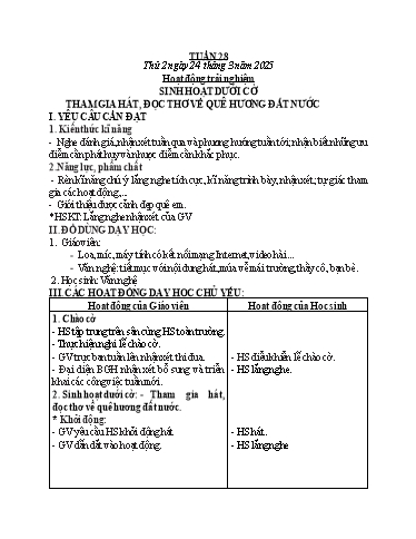 Kế hoạch bài dạy các môn Lớp 2 (Kết nối tri thức) - Tuần 28 - Năm học 2024-2025