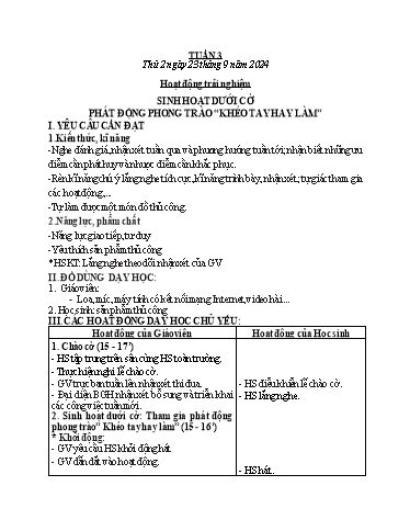 Kế hoạch bài dạy các môn Lớp 2 (Kết nối tri thức) - Tuần 3 - Năm học 2024-2025