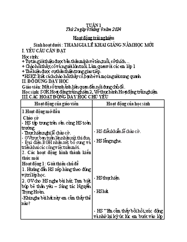 Kế hoạch bài dạy các môn Lớp 2 - Tuần 1 - Năm học 2024-2025