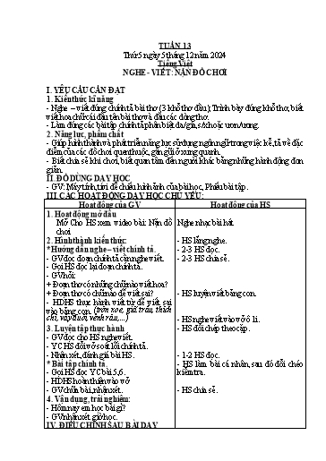 Kế hoạch bài dạy các môn Lớp 2 - Tuần 13 - Năm học 2024-2025 - Mai Thị Thuận