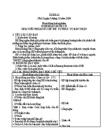 Kế hoạch bài dạy các môn Lớp 2 - Tuần 13 - Năm học 2024-2025