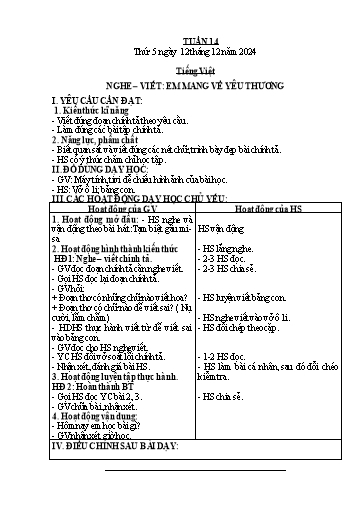 Kế hoạch bài dạy các môn Lớp 2 - Tuần 14 - Năm học 2024-2025 - Mai Thị Thuận