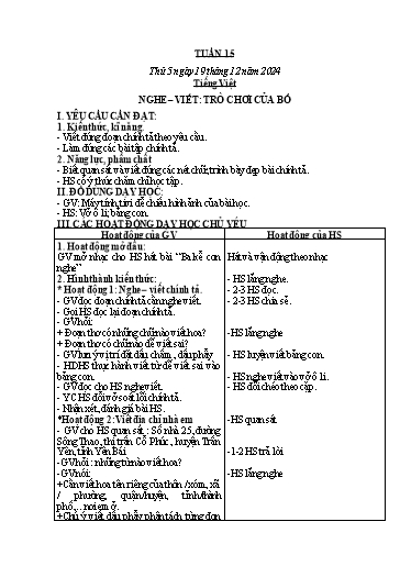 Kế hoạch bài dạy các môn Lớp 2 - Tuần 15 - Năm học 2024-2025 - Mai Thị Thuận