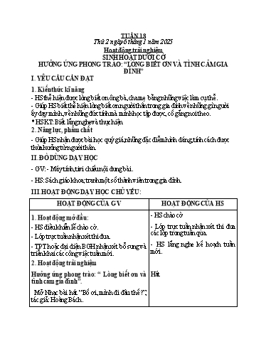 Kế hoạch bài dạy các môn Lớp 2 - Tuần 18 - Năm học 2024-2025