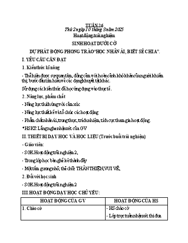 Kế hoạch bài dạy các môn Lớp 2 - Tuần 26 - Năm học 2024-2025
