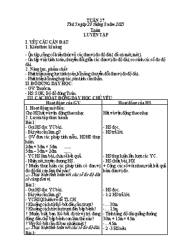 Kế hoạch bài dạy các môn Lớp 2 - Tuần 27 - Năm học 2024-2025 - Mai Thị Thuận