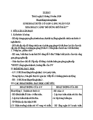 Kế hoạch bài dạy các môn Lớp 2 - Tuần 7 - Năm học 2024-2025