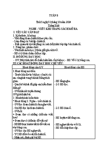Kế hoạch bài dạy các môn Lớp 2 - Tuần 8 - Năm học 2024-2025 - Mai Thị Thuận