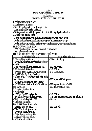 Kế hoạch bài dạy Hoạt động trải nghiệm + Tiếng Việt + Toán 2 (Kết nối tri thức) - Tuần 4 - Năm học 2024-2025