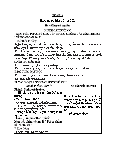 Kế hoạch bài dạy Hoạt động trải nghiệm + Tiếng Việt + Toán 2 (Kết nối tri thức) - Tuần 24 - Năm học 2024-2025