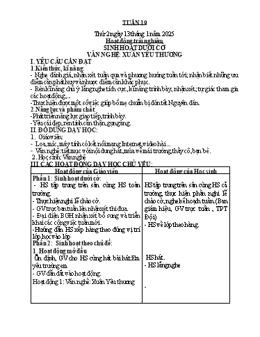 Kế hoạch bài dạy Hoạt động trải nghiệm + Tiếng Việt + Toán 2 (Kết nối tri thức) - Tuần 19 - Năm học 2024-2025