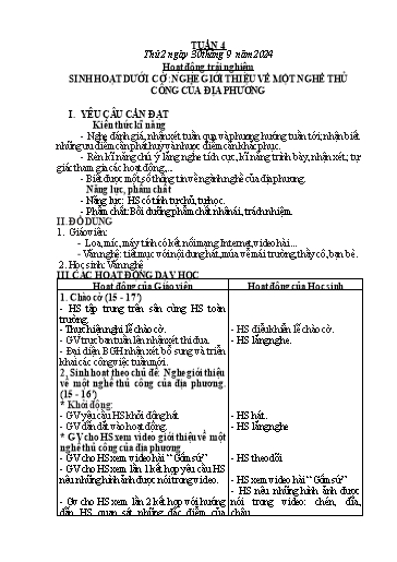 Kế hoạch bài dạy Hoạt động trải nghiệm + Tiếng Việt + Toán 2 - Tuần 4 - Năm học 2024-2025