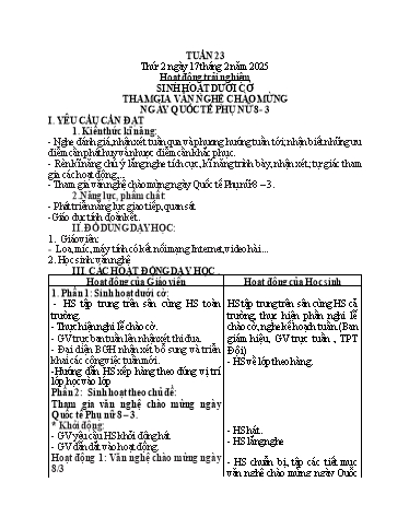 Kế hoạch bài dạy Hoạt động trải nghiệm + Tiếng Việt + Toán 2 - Tuần 23 - Năm học 2024-2025