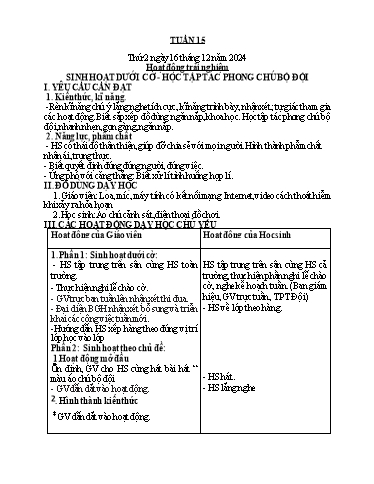 Kế hoạch bài dạy Hoạt động trải nghiệm + Tiếng Việt + Toán 2 - Tuần 15 - Năm học 2024-2025
