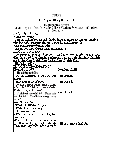 Kế hoạch bài dạy Hoạt động trải nghiệm + Tiếng Việt + Toán 2 - Tuần 8 - Năm học 2024-2025