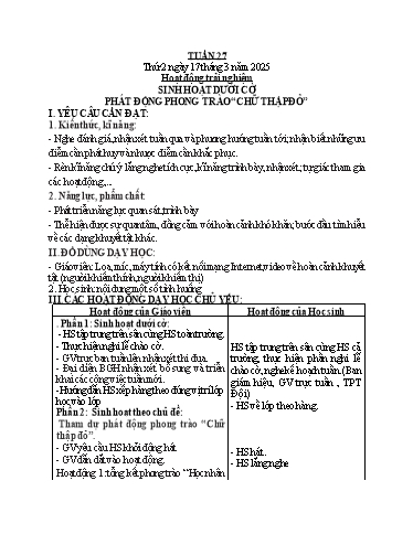 Kế hoạch bài dạy Hoạt động trải nghiệm + Tiếng Việt + Toán 2 - Tuần 27 - Năm học 2024-2025