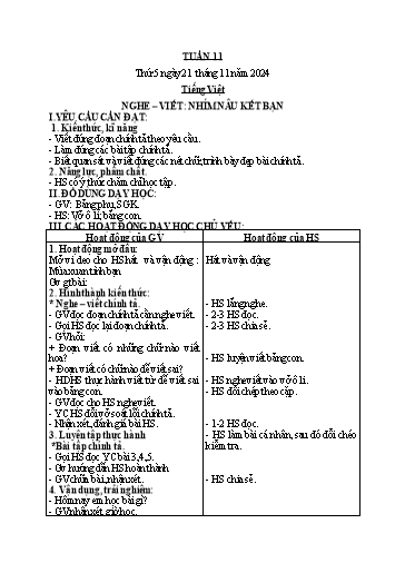 Kế hoạch bài dạy Tiếng Việt + Toán + Giáo dục kỹ năng sống 2 - Tuần 11 - Năm học 2024-2025