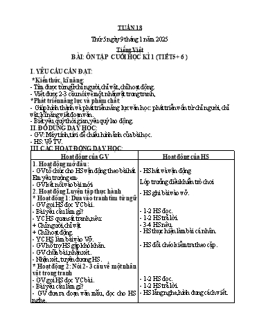 Kế hoạch bài dạy Tiếng Việt + Toán + Giáo dục kỹ năng sống 2 - Tuần 18 - Năm học 2024-2025