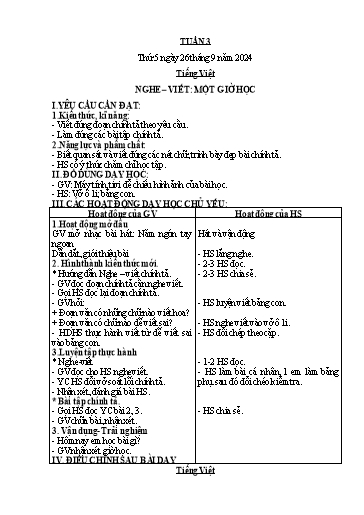 Kế hoạch bài dạy Tiếng Việt + Toán + Giáo dục thể chất 2 - Tuần 3 - Năm học 2024-2025