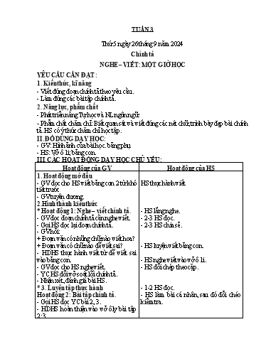 Kế hoạch bài dạy Tiếng Việt + Toán + Hoạt động trải nghiệm 2 - Tuần 3 - Năm học 2024-2025