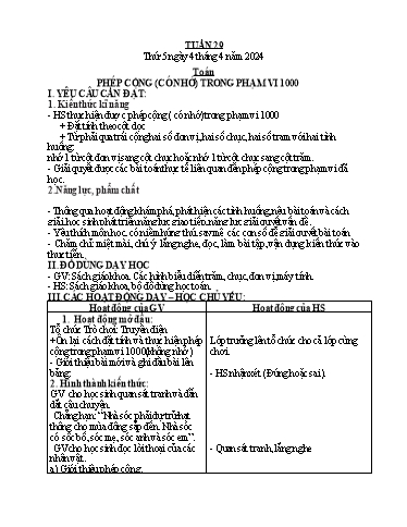 Kế hoạch bài dạy Tiếng Việt + Toán + Kỹ năng sống 2 - Tuần 29 - Năm học 2024-2025
